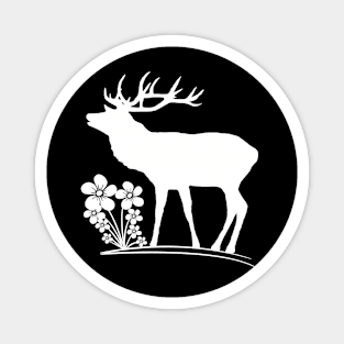 deer, stag, flowers, wild animal, hunting bloom Magnet